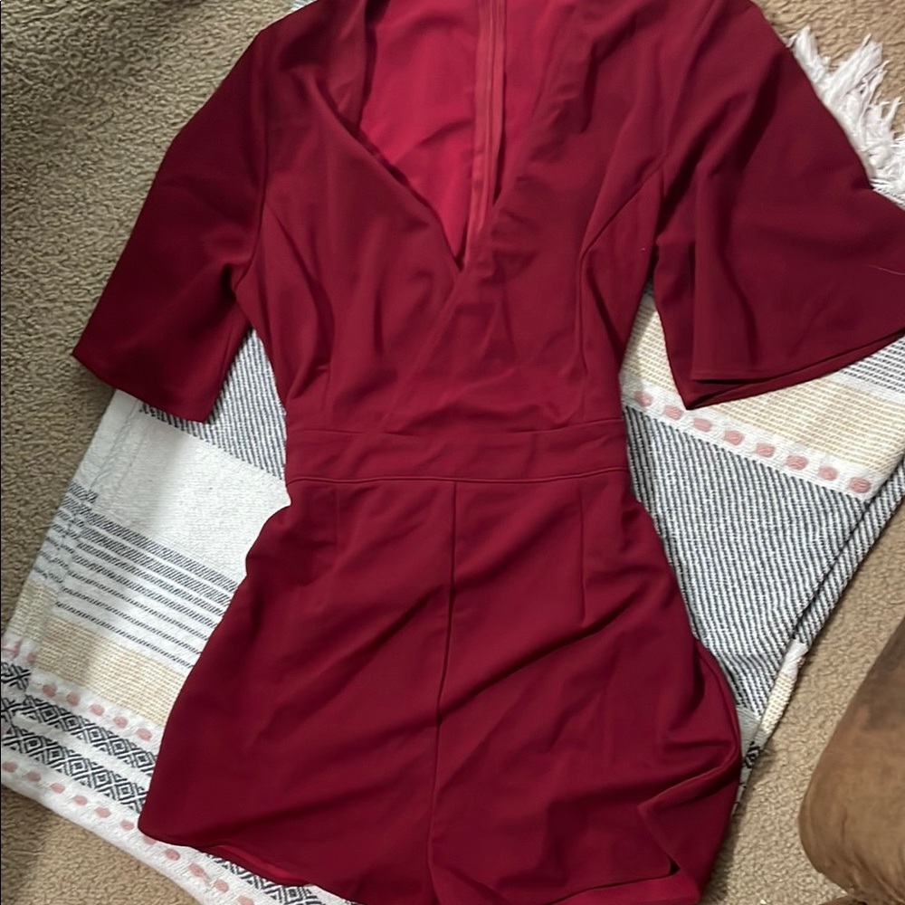 Elegant Red Women's Romper